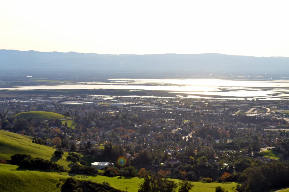 South San Francisco Bay viewed from Mission Peak in Fremont, California
